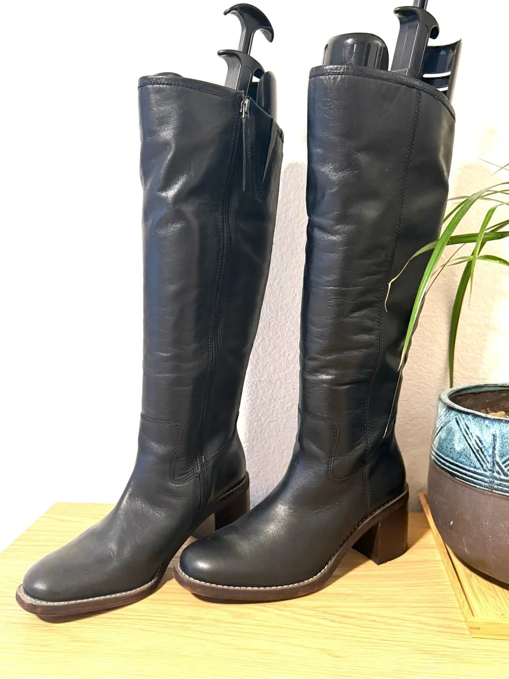 Franco Sarto Black Over-the-Knee Leather Boots